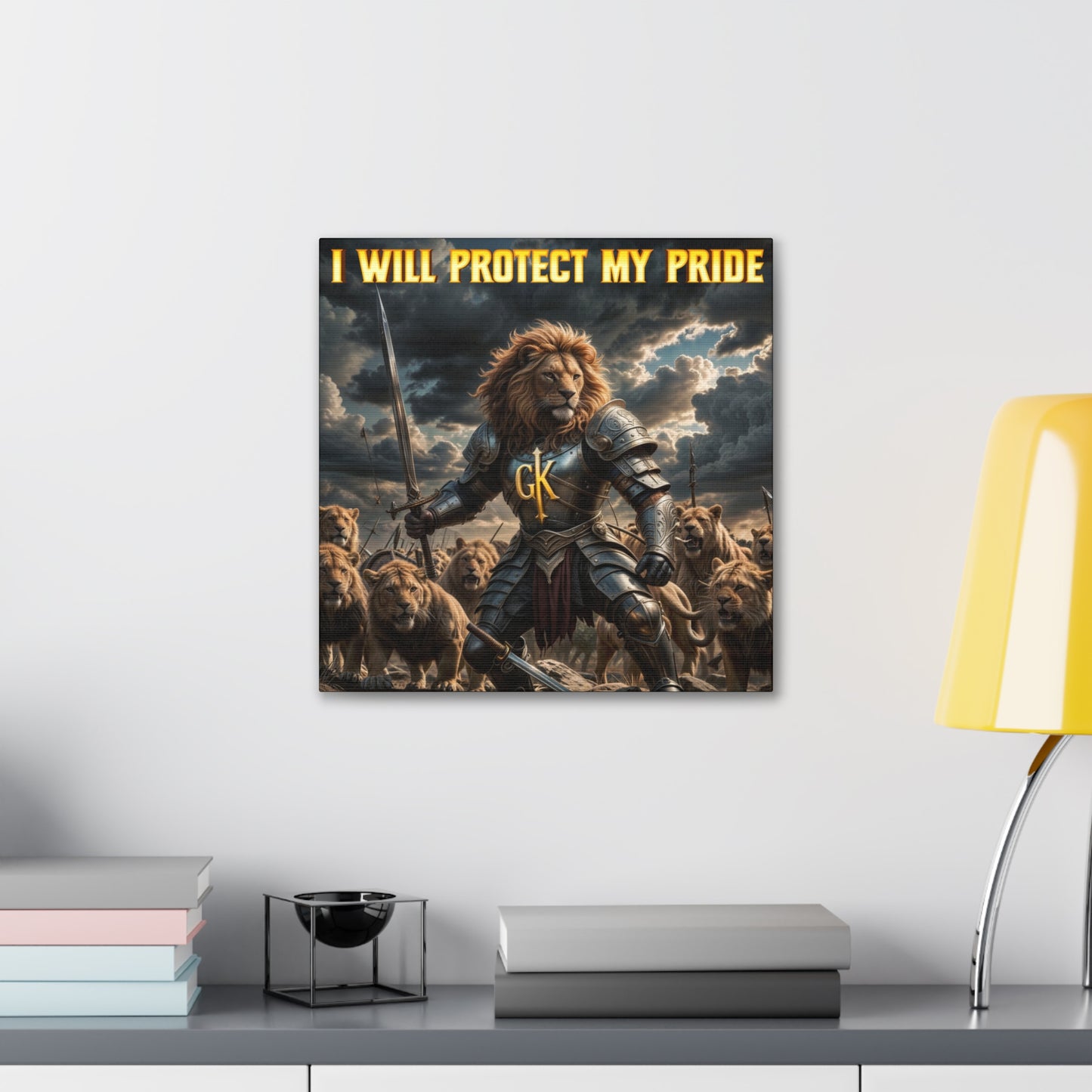 Lion Warrior Canvas Gallery Wrap - "I Will Protect My Pride" Wall Art