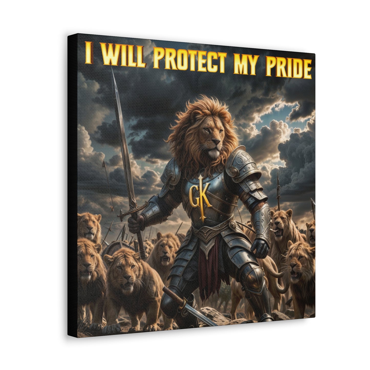Lion Warrior Canvas Gallery Wrap - "I Will Protect My Pride" Wall Art