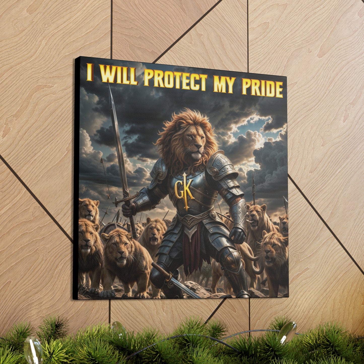 Lion Warrior Canvas Gallery Wrap - "I Will Protect My Pride" Wall Art