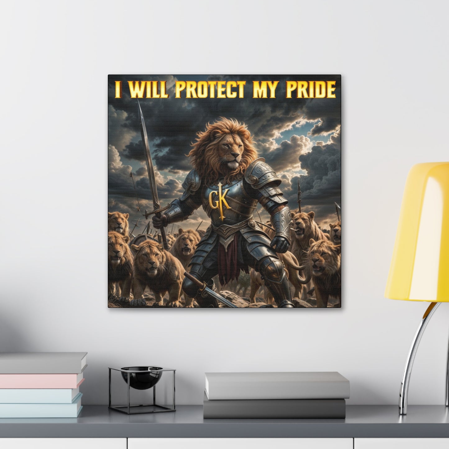 Lion Warrior Canvas Gallery Wrap - "I Will Protect My Pride" Wall Art