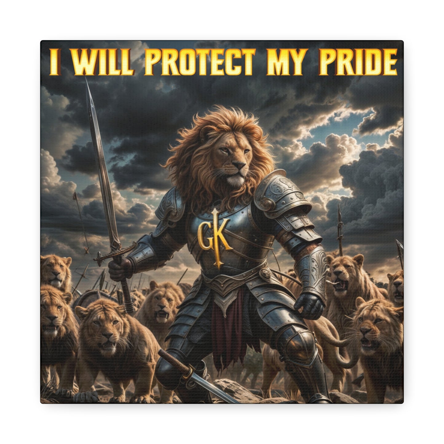 Lion Warrior Canvas Gallery Wrap - "I Will Protect My Pride" Wall Art