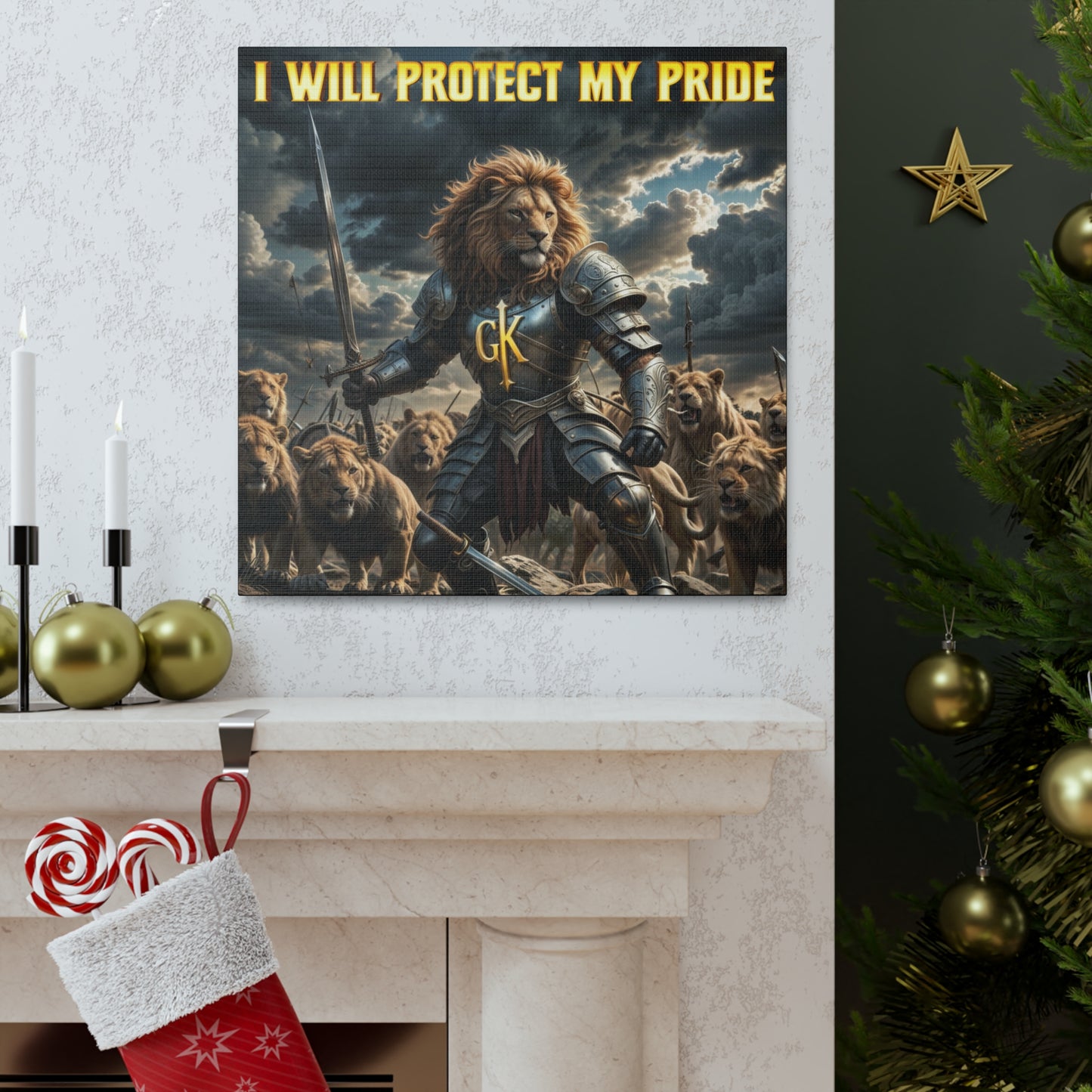 Lion Warrior Canvas Gallery Wrap - "I Will Protect My Pride" Wall Art