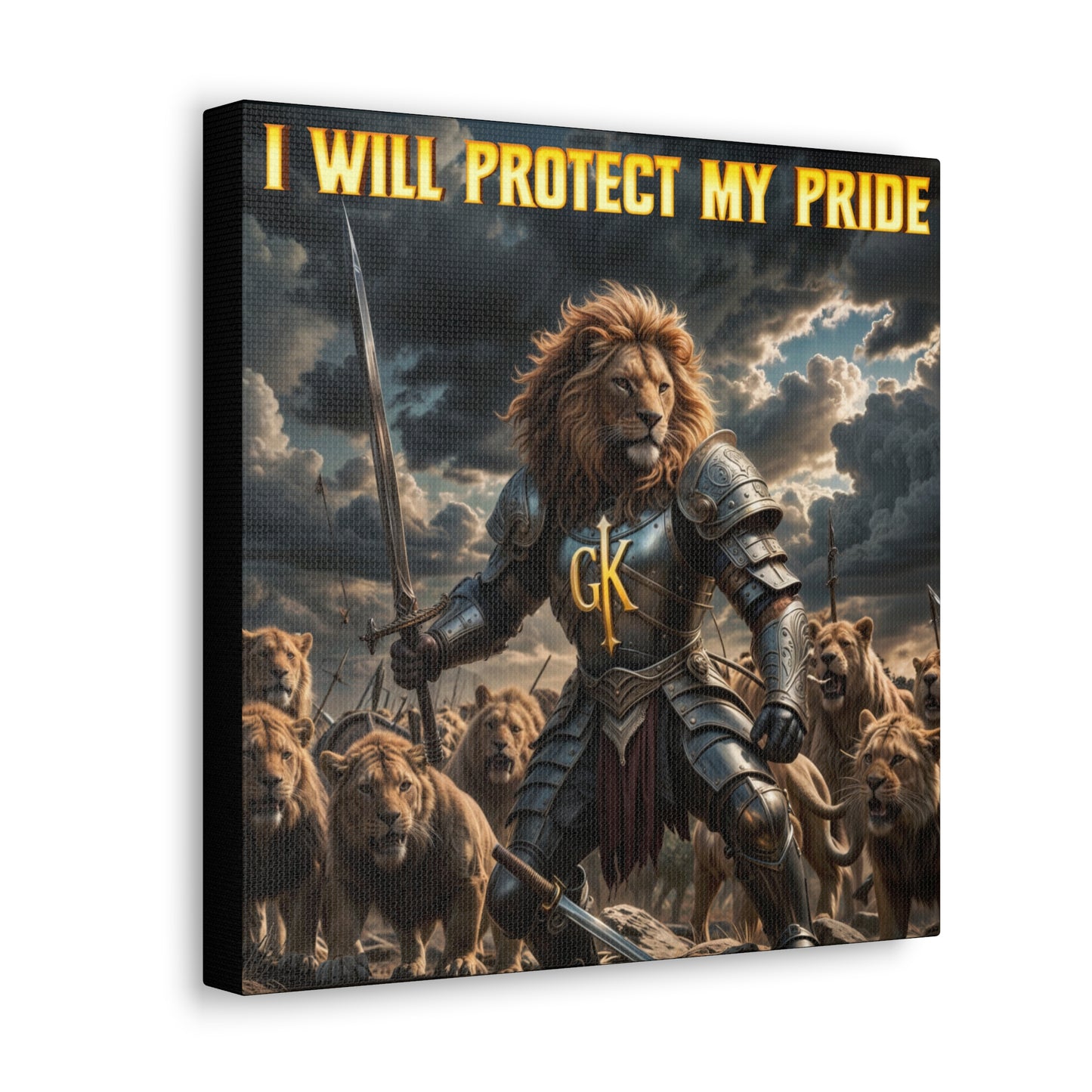 Lion Warrior Canvas Gallery Wrap - "I Will Protect My Pride" Wall Art