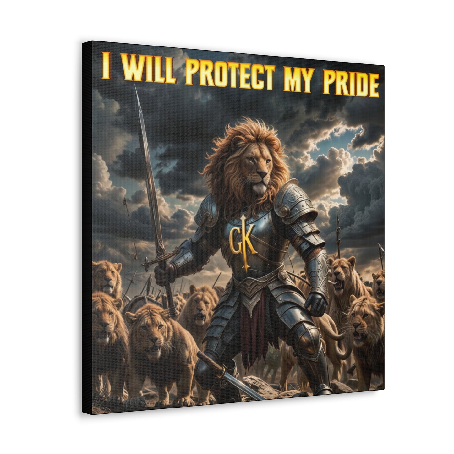 Lion Warrior Canvas Gallery Wrap - "I Will Protect My Pride" Wall Art